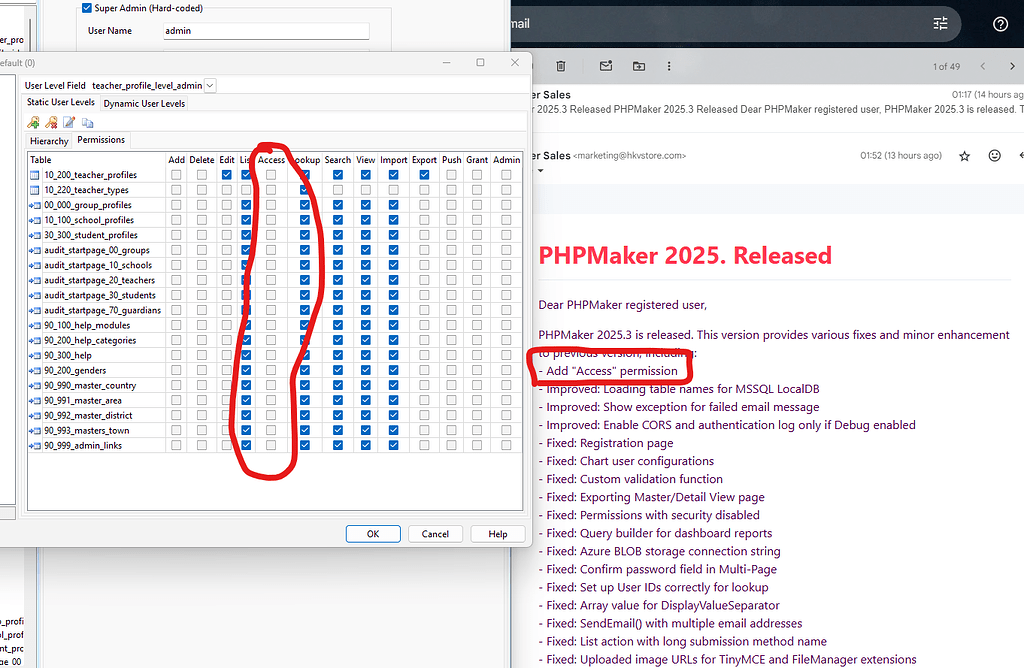 “Access” permission - General Discussion (PHPMaker) - hkvstore.com forums
